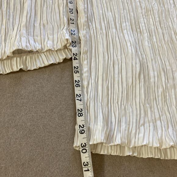 Caroline Rose Plisse Pants Set 2 Piece New Top Sz L Pants Sz M Ivory - Picture 15 of 16